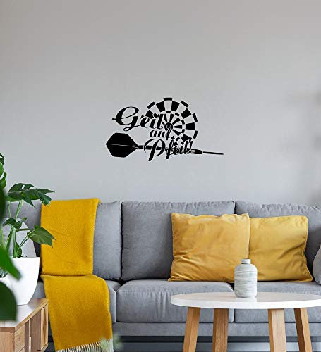 Geil auf Pfeil! Darts Wandtattoo Schwarz Aufkleber 70 x 38 cm