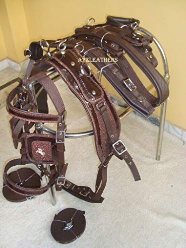 Leather Ride Premium Nylon Horse Driving Harness – Synthetic Patent Design with Padded Western Bridle & Patchwork for Single Horse Cart