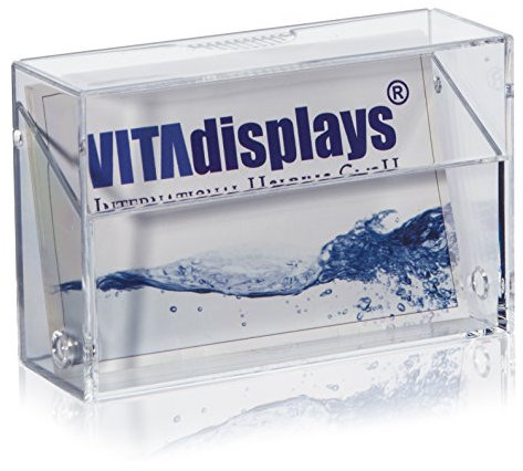 10 Stk. VITAdisplays Visitenkartenbox XL (Breite: 10.5 cm) zur sicheren Aufbewahrung als Visitenkartenhalter, transparenter Visitenkartenständer für Messe und Büro