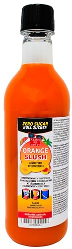 Zuckerfreies Orangen-Slushkonzentrat 500 ml, Mischungsverhältnis 1:17 | Slush-Eis | Crush-Eis | Wassereis | ohne künstliche Farbstoffe | für Slushie-Maker