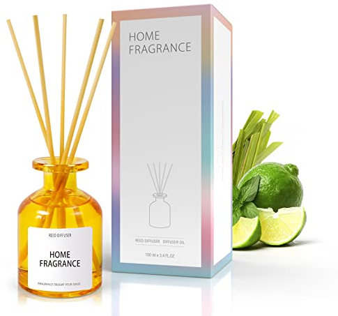 Reed Diffuser, Reed diffusers for home, Aromatherapy Air Freshener with Sticks, Diffuser Gift Set for Home Décor, 100 ml, Lemon Soda