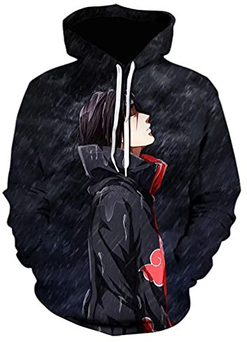 IFIKK Anime Pullover Hoodie Jungen Mädchen 3D Druck Manga Anime Kapuzenpullover Japanischen Anime Hoodie Kakashi Sasuke Pullover Outwear Unisex Sweatshirt (Stil 19, XL)