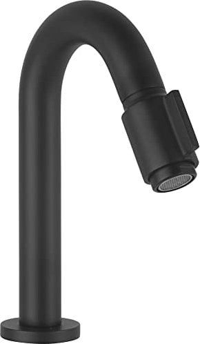 Saqu Essential 2.0 Kaltwasserhahn Gäste WC - 19 cm Hoher Waschtischarmatur - Messing - Mit Rosetten - Matt Schwarz - Waschbecken - Armatur - Für Gäste WC