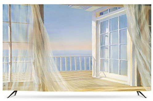 HBLZGBL 55 Indoor-TV-Abdeckung, Schutzhülle TV Polyester-Gewebe Umweltfreundliches Drucken und Färben Staubdicht und wasserdicht für Flat Curved TV, Smart TVs (Color : B, Size : 48)