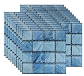 FBBULES 20PCS Adesivi per Piastrelle Cucina e Bagno, PVC Autoadesiva Mosaico Sticker Piastrelle Adesive, Impermeabile Mosaico Adesivi Parete per Piastrelle, Blu Scuro (10x10cm/4x4pollici)
