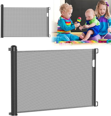 Treppenschutzgitter und Absperrgitter mit Kindersicherungssystem, 0-150cm, für Kleinkinder, Baby, (150cm, Schwarz)