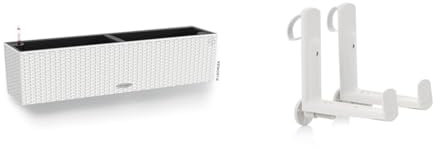 Lechuza BALCONERA Cottage 80 weiß 15610 & Balkonkastenhalter Weiß(1 Stück = 1 Paar) weiß 19030