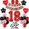 18 Geburtstag Deko Schwarzes Rot, Tortendeko 18. Geburtstag Dekoration Mädchen, Luftballon 18 Rot Schwarz Junge, Geburtstagsdeko 18 Jahr Mädchen, Tortendeko 18 Jahre