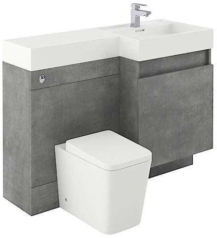 Wiltshire 1200mm Right Hand Grey Combination Vanity Unit | Back to Wall Toilet Unit | One Piece Worktop & Basin | Bathroom Unit