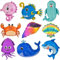 OSDUE Folienballon Meerestiere, 9 Stück Luftballons Tiere, Tierkopf Riesenballon, Kinder Geburtstag Party Deko Hai, Wal, Laternenfisch Owen, Oktopus Davy, Seelöwe Diff, Seepferdchen, Krabbe