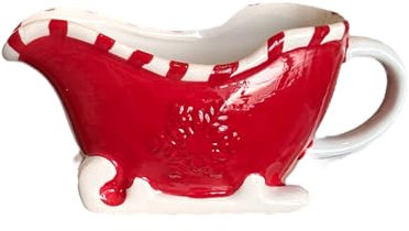 Bargain Lovers Red Sleigh Saucer Christmas Gravy Boat Novelty Table Decoration Xmas Tableware
