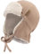 Sterntaler Fliegermütze mit Rippenmuster -dezent gestreift - Jungen Holzfällermütze angeschnittenen Ohrenklappen und Bindeband - Kinder Wintermütze, gefüttert mit Teddyplüsch - rost, 49