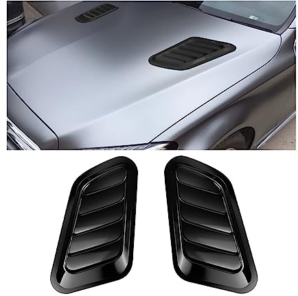 Adunsiaoto 2 Stück Auto Lufteinlässe Dekorative, Auto Hood Entlüftungsschaufel Luftstrom, Auto Lufteinlass Schaufe, Motorhaube Entlüftungsabdeckung Haube(Schwarz)