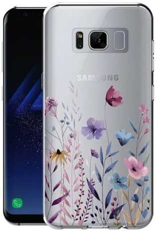 Kaywzo Hülle für Samsung Galaxy S8,Transparent TPU Handyhülle mit Gemälde Blume Muster,Ultradünn Stoßfester Schutzhülle,Schön Silikon Cover Case-4