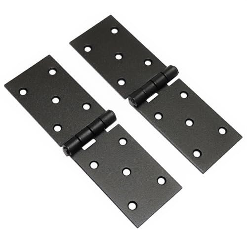 Pack of 2 x 150 mm Backflap Hinge Black, Steel Back Flap Hinges, Weather Resistant, Rust Proof Powder Coating, Strap Hinges Ideal for Indoor or Outdoor Use On Gates, Sheds, Gazebos, Wardrobes, Chests