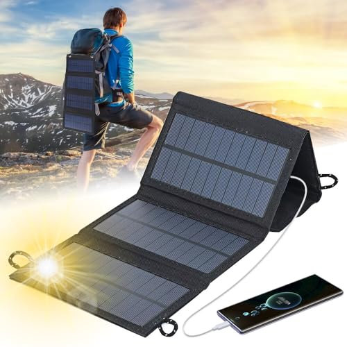 Chargeur Solaire Portable, TGKYK 10W Panneau Solaire Portable avec Port USB, Etanchéité Panneau Solaire Pliable, Chargeur Solaire Randonnée pour Smartphones, Tablettes, Ventilateurs Portatifs