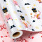 Yarcony Pink Nutcracker Christmas Wrapping Paper Roll - 17 Inch X 33 Feet - Funny Reversible Pearly-Lustre Foil Gift Wrap Paper w/Candy Cane Design for Chrsitmas Holiday Party Theater Present Decor