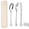 QZLSAYSL Set Di Posate Da Viaggio Portatile Con Forchetta Cucchiaio Coltello E Scatola 4 Pezzi Riutilizzabili In Acciaio Inox Per Scuola,Lavoro, Campeggio (buff)