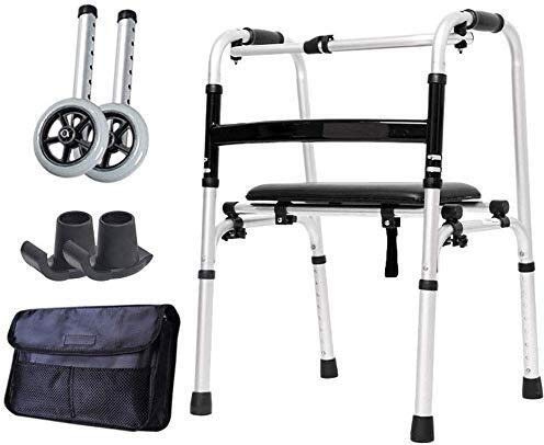 Klapprollator, Rollstuhl, leicht, faltbar, mit rutschfestem, weichem Sitz, höhenverstellbarem Steh-Gehgestell