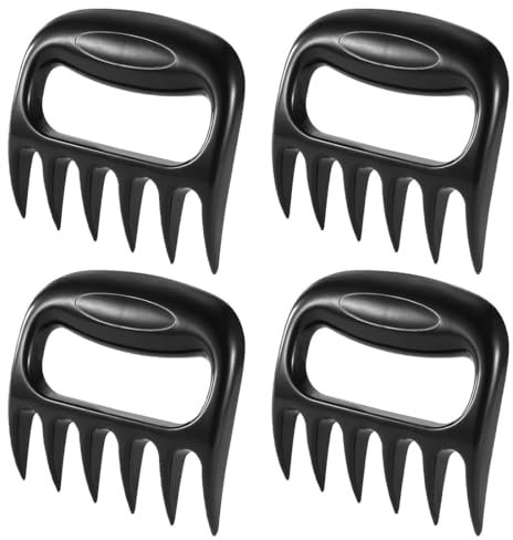 KOQAIIZ Juego de 4 separadores de carne negros, garras de oso, garras de cerdo, herramientas de manipulación de carne, tenedor de plástico, separador de carne para barbacoa