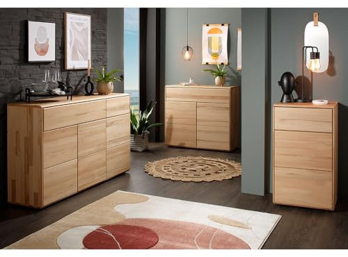Lomadox Wohnzimmermöbel Set 3-teilig Kommode Massivholz geölt Sideboard Schrank Wohnzimmerschrank modern in Kernbuche