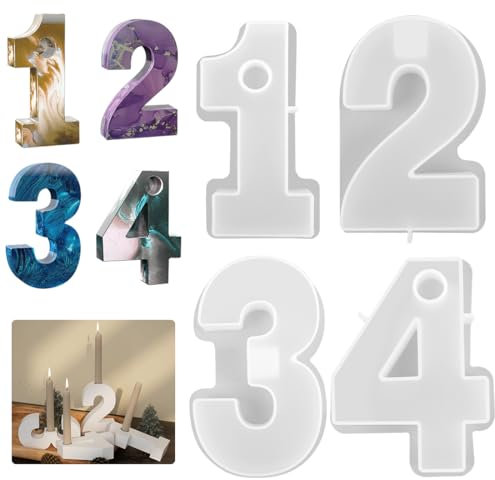 Silikonformen Gießformen Kerzenhalter, Silikonform Adventskranz 1-4 Zahlen Gießform, Silikon Gießform Kerzenhalter, Gießform Adventskranz Zahlen Kerzenständer Silikonform, Kerzenformen Zum Gießen