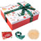 Geschenkbox für Weihnachten Faltbare Geschenkboxen Rot, Geschenkbox mit Deckel Groß mit Schleife und Grußkarte, Geschenk Kartonschachtel 28 x 20.7 x 10 cm, Box Rot mit Deckel