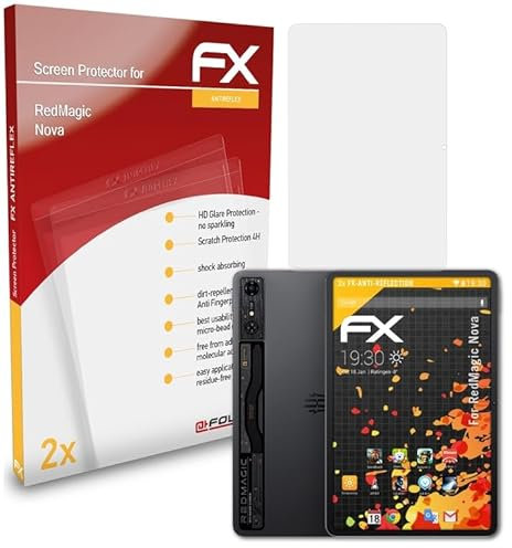 atFoliX Panzerfolie kompatibel mit RedMagic Nova Schutzfolie, entspiegelnde und stoßdämpfende FX Folie (2X)