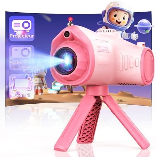 Appareil Photo Enfant avec Fonction Projection,1080P Appareil Photo Numérique Enfant avec Trépied,Carte SD 32G,Batterie à Grande Capacité de 2500mAh, Jouet Appareil Photo Cadeau Fille Garçons 3-12 Ans