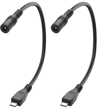 XMSJSIY Cavo adattatore da 5,5,2,1 mm a micro USB, 5 V, 3 A, DC 5521 femmina a micro USB 5 pin, connettore di ricarica per cellulare, tavolo, MP3 e altro ancora – 20 cm/7,8 in 2 pezzi