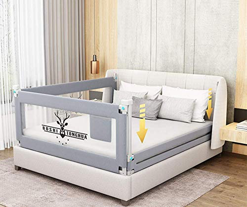 Lsbod Barandilla de cama para niños pequeños, extra larga, plegable, de seguridad, con patrón querido, barandilla para niños, para cama individual, doble, matrimonial, Queen King (1 lado, 200 cm L)