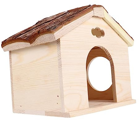BUGUUYO Haustier-Spielhaus Holzhaus für Meerschweinchen Chinchillas Eichhörnchen-Versteck stabile Holzhütte
