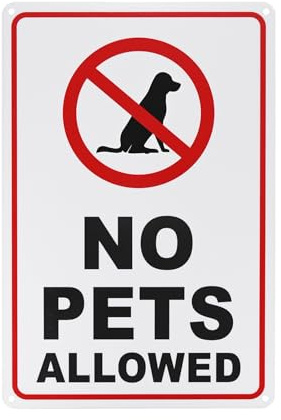 M METERXITY 1Pcs Panneau Interdit Aux Animaux, 12 x 8 Pouces Panneau Sans Chien Pour Entreprise Anti-Rouille En Aluminium Réfléchissant Pour Cour/Piscine [Noir Sur Blanc]