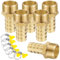 Filettatura Tubo Connettore, 6 Pezzi 14 mm Barb x 3/4 Maschio Connettori per Tubi in Ottone, Raccordo Portagomma Adattatore con Fascetta per Acqua, Gas, Aria