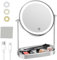 Airand Schminkspiegel mit Beleuchtung und 1X/10X vergrößerung, Rund Doppelseitiger Kosmetikspiegel mit 3 Farbmodi Dimmbar, Make up Spiegel Wiederaufladbarer und 360°Schwenkbar, Makeup Mirror mit Licht