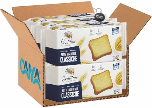 Gentilini Fette Biscottate Classiche Spesse Dolci e Profumate 185g [CAIYA® BOX da 6 Confezioni]
