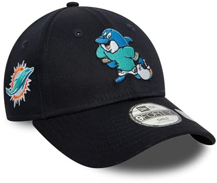 New Era NFL Cap Miami Dolphins verstellbar Kinderkappe Teammaskottchen American Football blau - Child