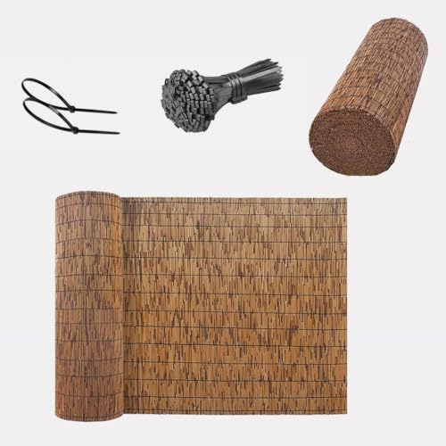 30cm-180cm Brise-Vue en Roseau Occultant Rouleau De Clôture Décorative Canisse Bambou Taille Personnalisée Panneaux De écran de confidentialité pour Balcon Exterieur(Brun)
