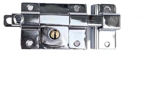 Vintage Style Door Bolt, Heavy Duty Iron Mechanical Latch Lock with 2 Copper Keys, Anti-Theft Security for Garden Fence Gate Wooden Metal Doors, Silver Finish, for Easy(Right)