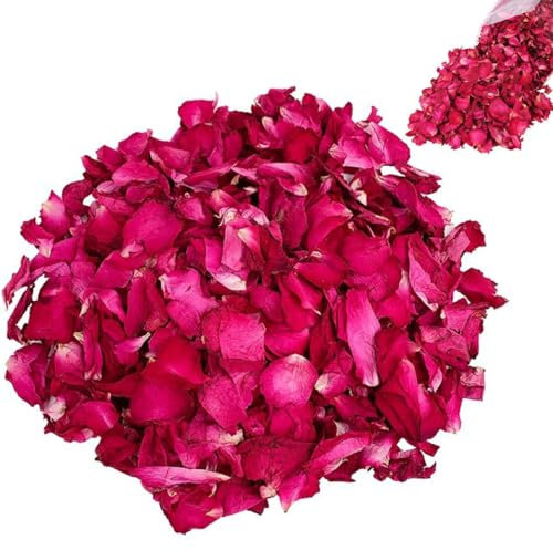 DWFEYOI 100g Confettis de Pétales de Mariage, Petale de Rose Petale de Rose Rouge Fleurs Séchées Mariage Confettis pour Bain Pieds de Bain Spa Mariages Accessoires de Bricolage