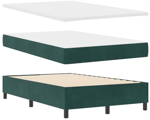 vidaXL Boxspringbett mit Matratze Dunkelgrün 120 x 200 cm Samt, Moderne Bettgestell, stilvolles Schlafzimmermöbel, langlebige Schaumstoffmatratze, ergonomischer Komfort