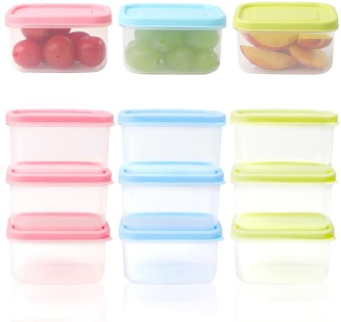 9 pcs 200ml Small Plastic Containers With Lids, Stackable Small Food Containers With Lids Airtight, Baby Food Storage Containers Rectangular Plastic Pots With Lid for Yogurt, Fruit, Food, Snack