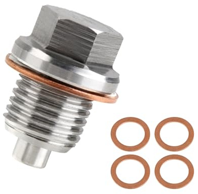 Magnetische Ölablassschraube M14x1,5 mit 5 Kupferdichtungen, Magnetische Ölschraube für Auto Motorrad Boot, Edelstahl Ablassschraube Ölschraube mit Magnet für Motorreinigung Wartung