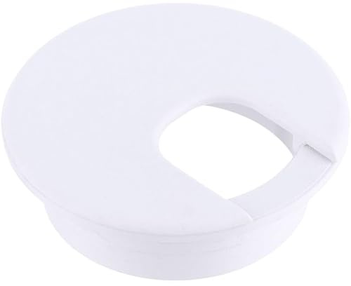 U-förmige Kabeldurchführung for Schreibtische, verstellbare (35–63,5 mm) mit Aufbewahrungshalterung, 2 Stück(White,50mm)