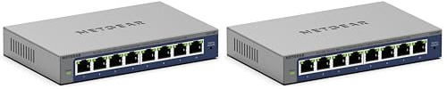 NETGEAR 8-Port Gigabit Ethernet Plus Switch (GS108E): Managed, Desktop- oder Wandmontage und eingeschränkte Garantie über die gesamte Lebensdauer (Packung mit 2)