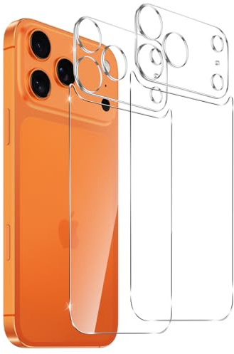 Coiwxmoi Rückseite Schutzfolie für iPhone 17 Pro 6.3 für Panzerglas,(2+2) Hinten Schutzglas Zurück Folie & Kamera Schutzfolie, 9H Härte Anti-Kratzen HD Film Back Schutzglas Rutschfest Folie