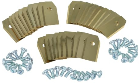 vhbw 30x Ersatz-Messer kompatibel mit Husqvarna 320 | 265ACX, 305, 308, 310, 315 Rasenmäher - Ersatzklinge Silber Gold, Titan-Apatit