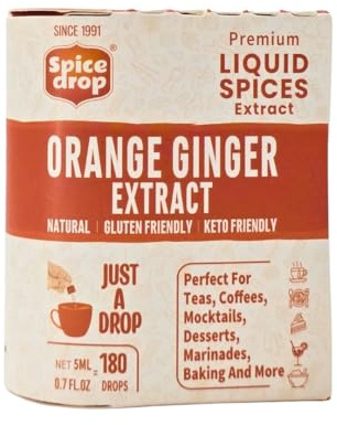 Ginger Orange Extract 5ml Concentrated Liquid Flavouring | Makes Up to 180 Cups | Natural Ginger & Orange Taste For Tea, Coffee, Mocktails, Smoothies & Baking