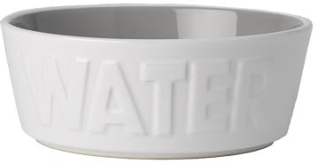 PetRageous 14014 Back to Basics Dishwasher and Microwave Safe Dog Water Bowl 6-Inch Diameter 2.25-Inch Tall 2.5-Cup Capacity For Medium and Large Dogs and Cats, White