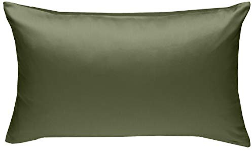 Bettwaesche-mit-Stil Mako-Satin Baumwollsatin Bettwäsche Uni einfarbig zum Kombinieren (Kissenbezug 40 cm x 60 cm, Dunkelgrün) viele Farben & Größen